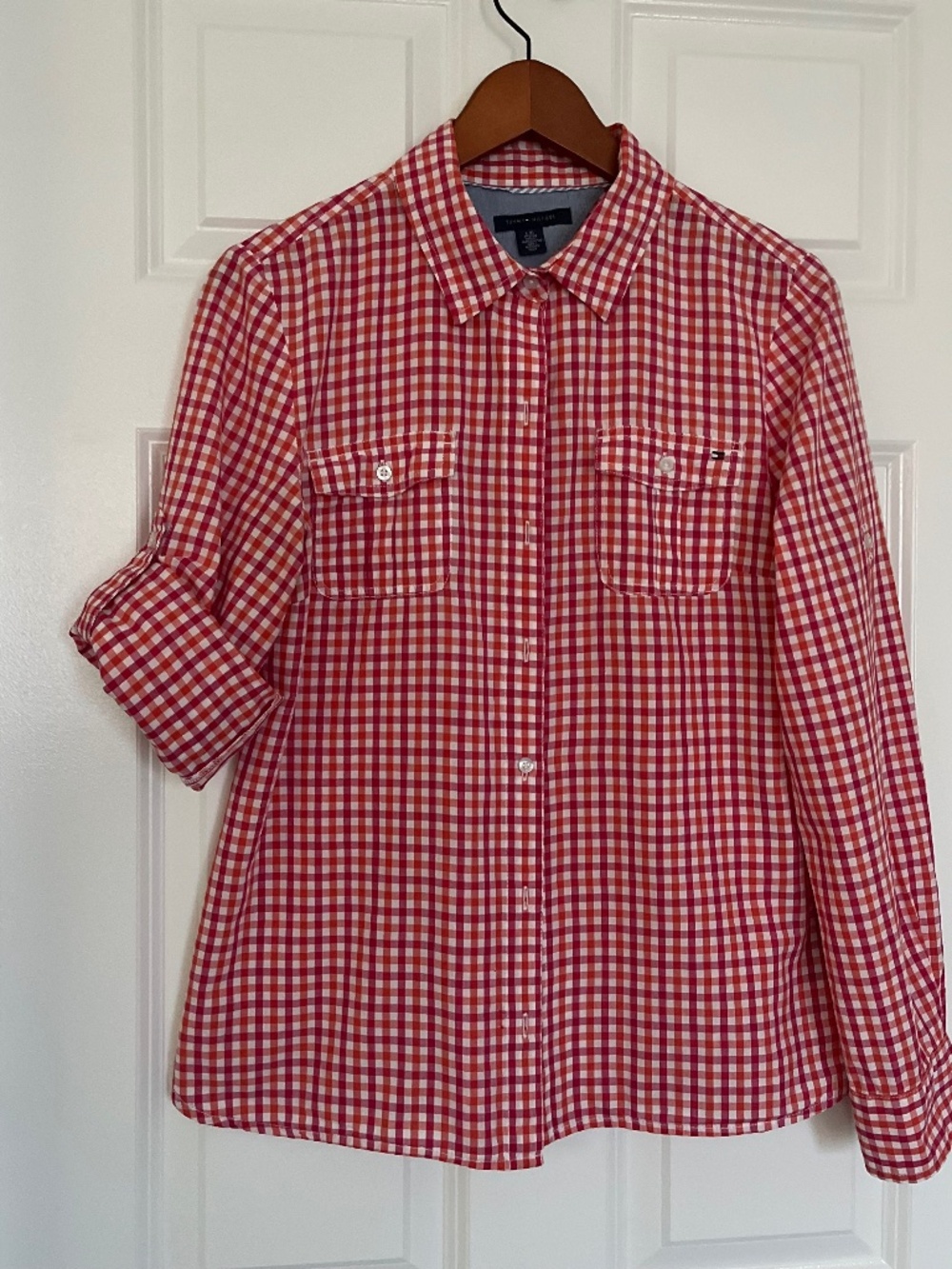 Tommy Hilfiger Button-up Shirt Long Sleeve with a Roll-tab Casual Blouse Size L